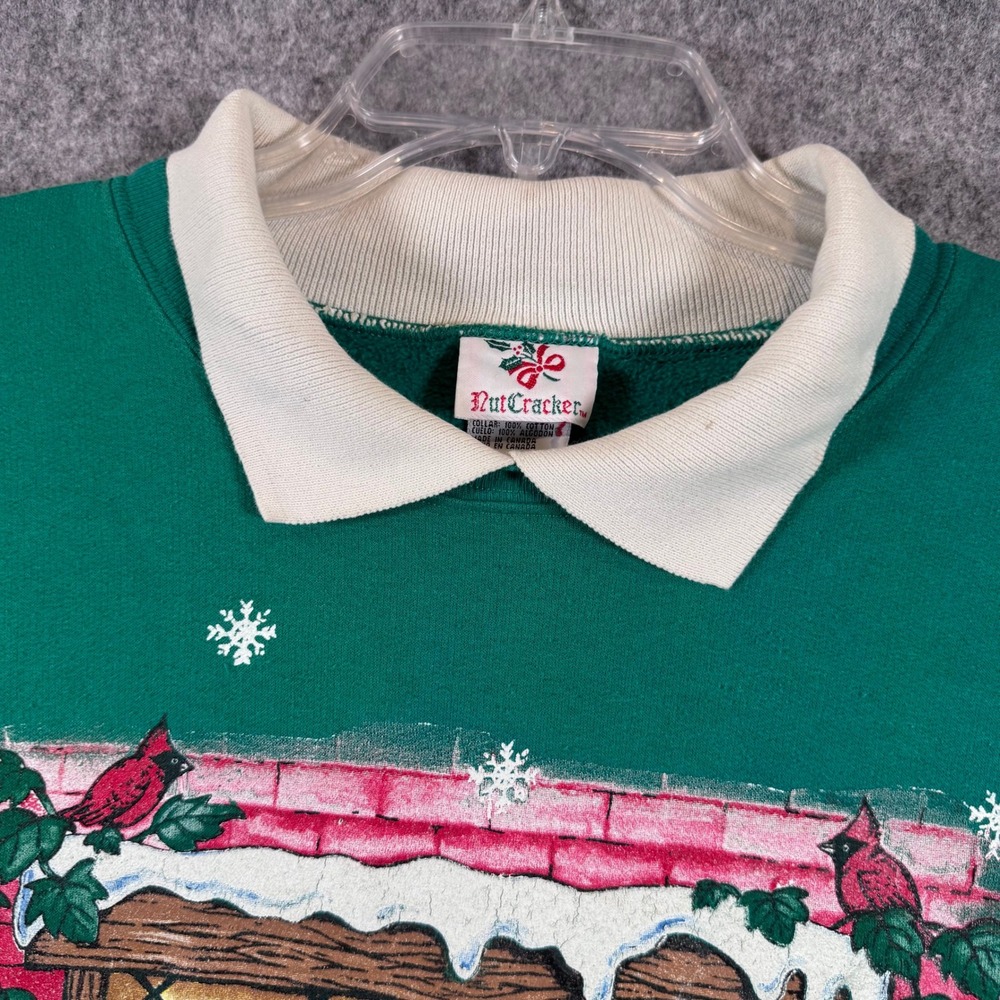 Vtg Christmas Sweatshirt Womens 1X Collar Cottagecore Grandma Mice